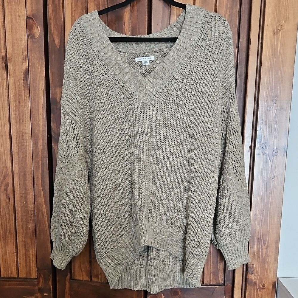 American Eagle Outfitters Green V-Neck Sweater